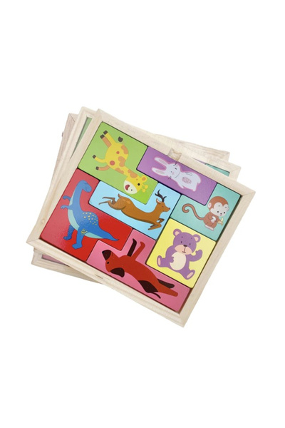 Flippy Puzzle din Lemn Flippy, Tip Tetris, +4 Ani, cu Animale Colorate 3D, 7 ...