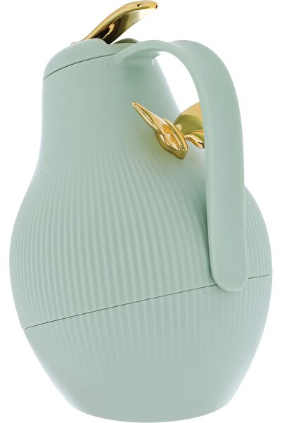 DORA ترمس، فراشة ذهبية، 1 لتر، وعاء داخلي زجاجي حراري أخضر