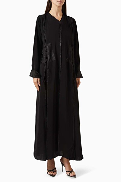Rauaa Official Capture Elegance with Modern Abaya Tie-Up Panel Detailing and ...