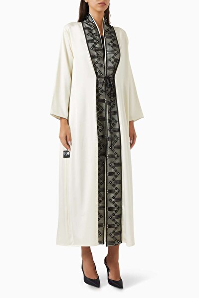 Elna Line Hooded Abaya Embellished with Crystal Accessories Reflecting Elegance