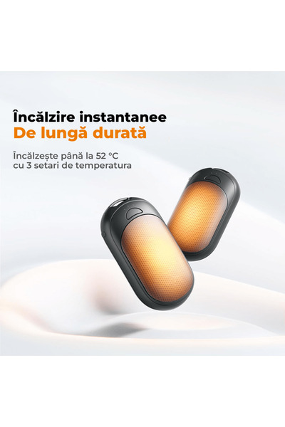 Elindor Set de 2 încălzitoare de mâini subțiri, magnetice și reîncărcabile, cu 3 setări de căldură, electrice, albastre