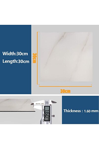 VEELIKE Set of 4 floor/wall stickers, vinyl, white/grey, 30 x 30 cm