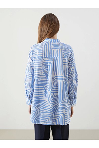 LC Waikiki Lcwaikiki Classic Blue Prevailing Collar Print Women's Shirt Tunic