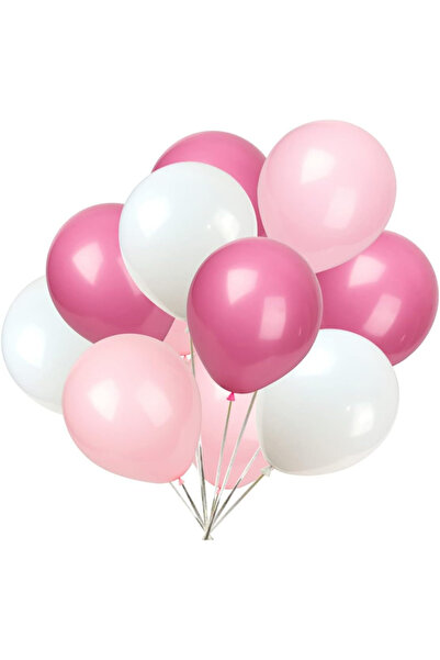 Flippy Set 10 Baloane din Latex Metalizate, Flippy, Model Party, 23 cm, Alb si Roz, 2.2 g