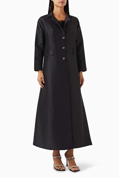 Serrb Elevate Your Style with This Chic A-Line Abaya Coat Featuring Fine Stit...