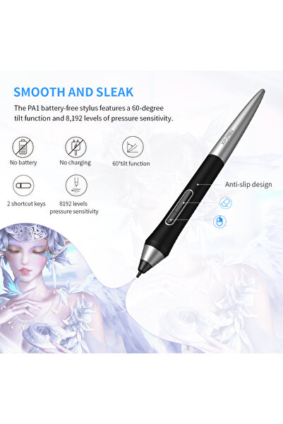 XP-Pen Deco PRO MW Graphics Tablet, 9x5", 8 Buttons, 8192 Pressure Levels, Bluetooth, Pen-Stand