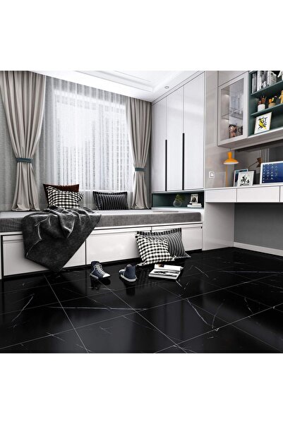 VEELIKE Set of 4 floor/wall stickers, vinyl, black, 30 x 30 cm