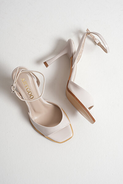 tuwoshoes kadın bej rugan günlük klasik topuklu ayakkabı