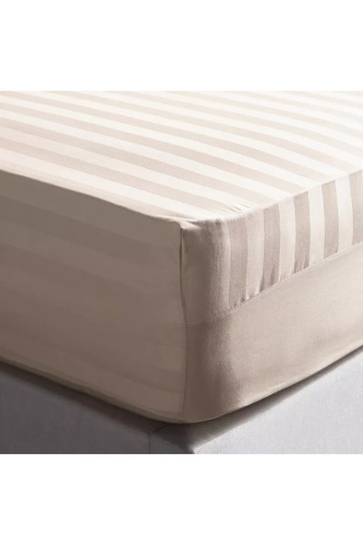 Home Centre Satin Stripe Pima Cotton Sateen 525 Thread Count Super King Fitted Sheet