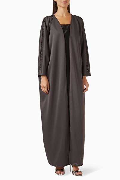 Beige Collection Ideal Choice for Open Front Abaya Elegance with Graceful Det...