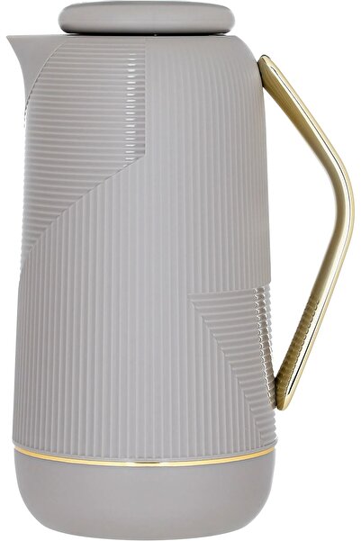 Glory ترمس روعة، 1 لتر، وعاء داخلي زجاجي، غلاف خارجي بلاستيكي - بني