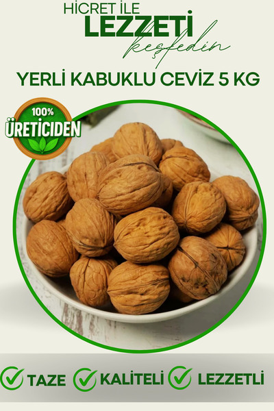 Hicret Kuruyemiş Yerli Kabuklu Ceviz - 5 KG