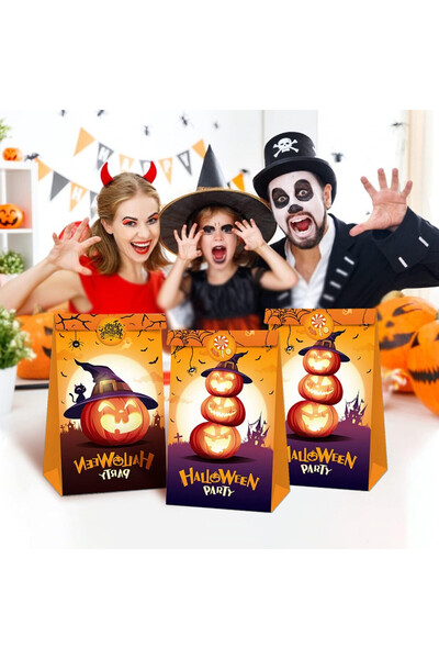 OEM Set of 6 Halloween sticker bags, paper, multicolor, 20 x 12 cm