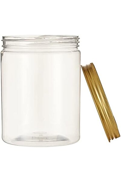 Alsaqer 3 Pieces 500 ml Empty Bottle Refillable Clear Plastic Jars with Gold Lids for Food Home Stor