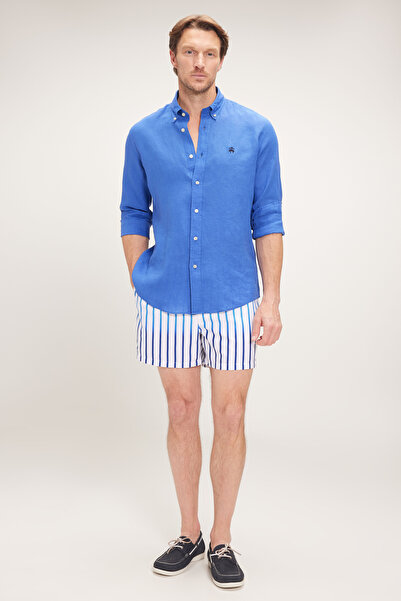 BROOKS BROTHERS Erkek Lacivert Lacivert Degrade Çizgili Deniz Şortu