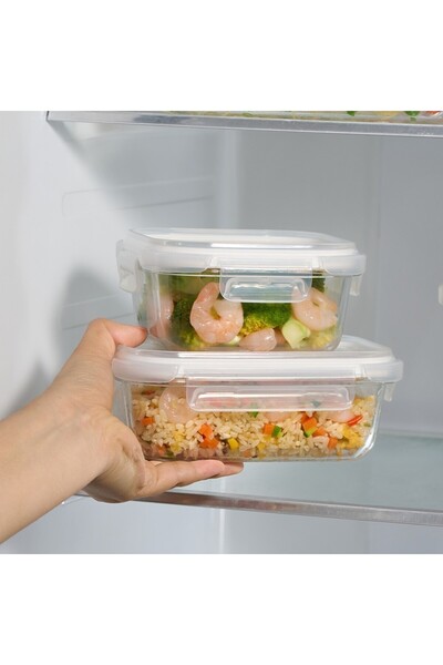 locknlock Tempered Glass Square 320ml – Airtight Food Container with 4-Side Locking Lid