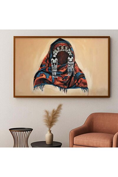 SND لوحة قماشية بتصميم الفن النجدي مع برواز خشبي مخفي