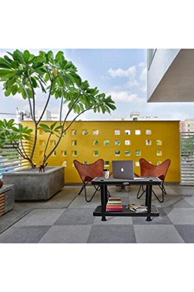 Esqube Coffee Table, Plastic Teapoy/Center Table, Matte Rattan Design (Black)