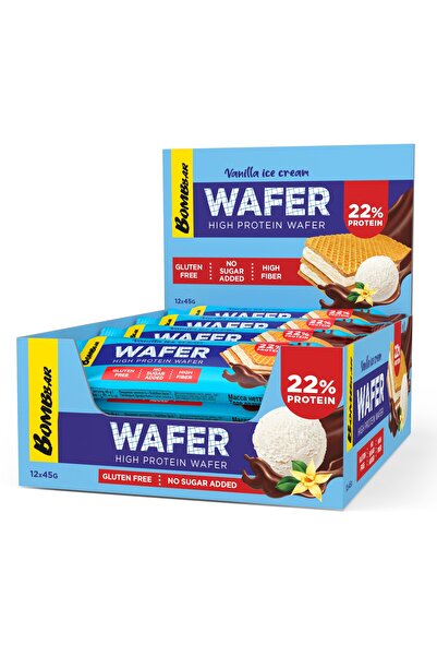 BOMBBAR رقاقة بروتين عالية بنكهة آيس كريم الفانيليا، خالية من الغلوتين، غنية بالألياف ولا تحتوي على سكر مضاف 12 × 45 جم