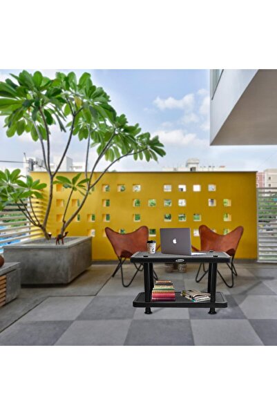 Esqube Coffee Table, Plastic Teapoy/Center Table, Matte Rattan Design (Black)