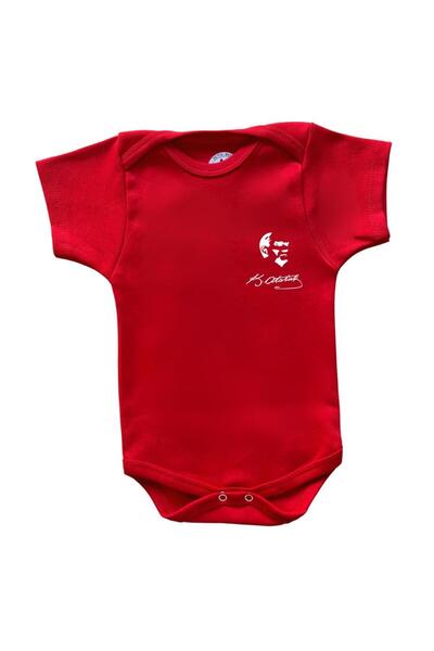 Harmandar Organik %100 Pamuk Atatürk Baskılı Bebek Body Badi Çıtçıtlı Zıbın T...
