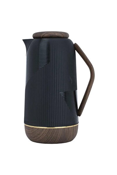 rexa ترمس جلوري روعة، 1 لتر، وعاء داخلي زجاجي، غلاف خارجي بلاستيكي - أسود