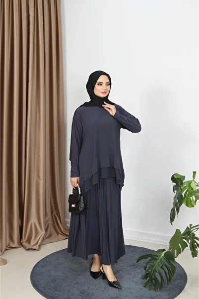NİSUM MODA Chiffon Sandy Skirt Suit