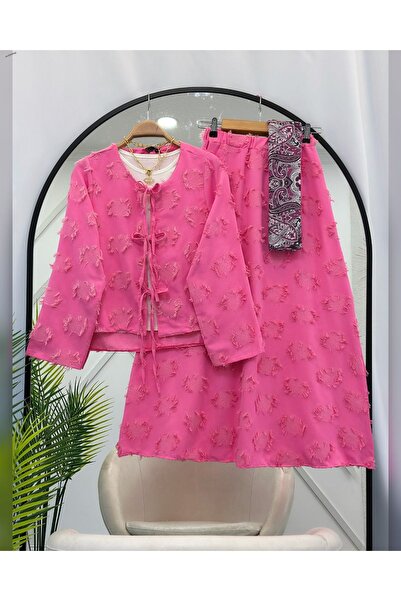 YEDİLALE Double Set with Tassel Detail Jacket and Skirt [S(36) M(38) L (40) Xl(42/44)]