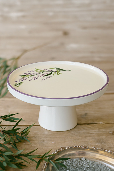 Kitchen Life Natural Lavender Pedestal Cake Stand - Minimalist Pedestal Presentation Stand