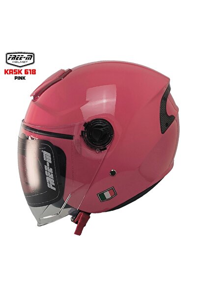 kuzey motor KUZEYMOTOR 618 YARIM KASK PEMBE(GÜNEŞ VİZÖRLÜ)