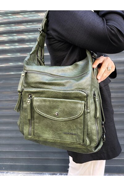 Just Polo Women's Multi-Compartment Soft Leather Adjustable Crossbody Shoulder Bag