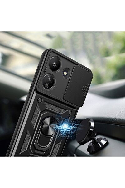 SKYDDAR INNOVATION Θήκη για Xiaomi Redmi 13C 5G, CamShield, Μαγνητικό δαχτυλίδι, σετ αυτοκόλλητων, Ροζ