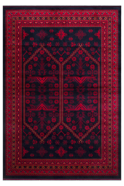 Eko Halı Herat Her01 Navy Nostaljik Afgan Desenlerini Viskon Yumuşaklığı ile ...