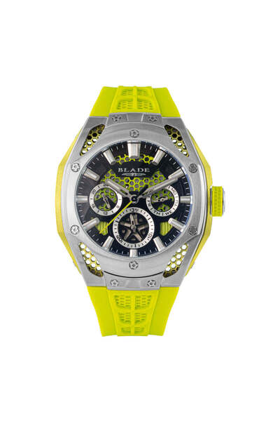Blade Throttle Lime 3682 G 5 SEE SS Case & Silicone Strap Multifunction Men's Watch