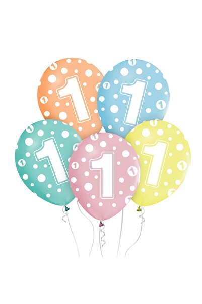 Godan Set of 5 Hestia birthday number balloons GZ-CYF1, 12", 30 cm, Number 1