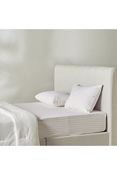 Home Centre Serenity Cotton Percale 200 Thread Count Full Printed Fitted Sheet - 120x200 cm