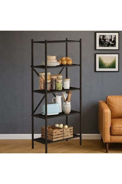 Bezubi Multifunctional Bookcase, Library with 4 open shelves, modern design, sturdy metal frame