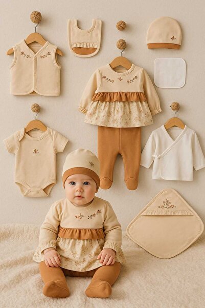 MİLAYS LİFE HOME COLLECTİON Baby Girl Newborn 100% Organic Cotton Flower Embr...