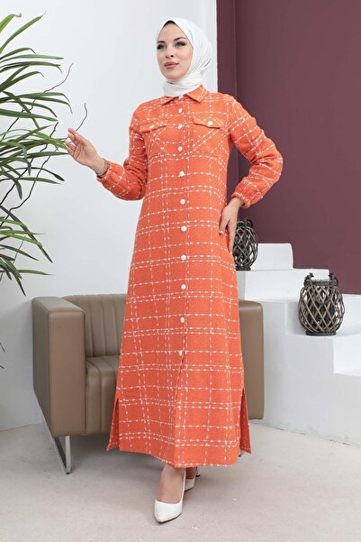 Missvalle Κουμπωτό κασμίρ παλτό πορτοκαλί 19260