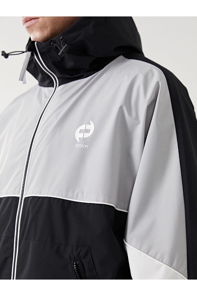 LC Waikiki Xside Black Comfortable Fit Hooded Men's Raincoat