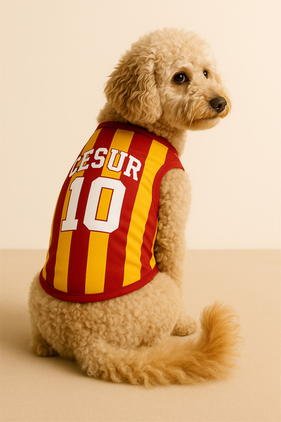 Monopetz Yeni Sezon Kişiye Özel İsim ve Numara Seçenekli Köpek Ve Kedi Atleti - Sarı Kırmızı