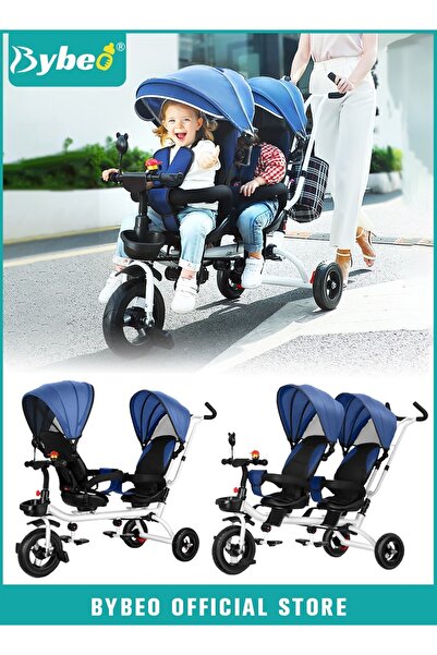 BYBEO عربة أطفال مزدوجة 4 في 1، عربة أطفال مزدوجة، دراجة ثلاثية العجلات للأطف...