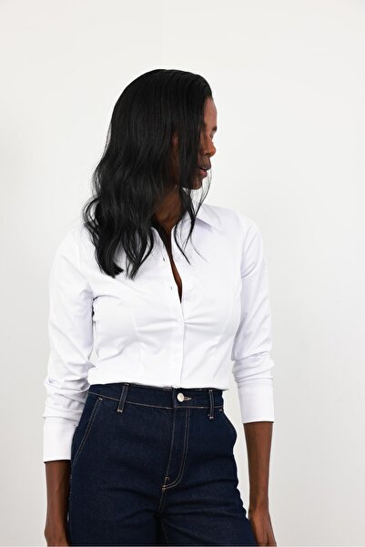 5in1Canpolat White Lycra Slim Fit Shirt 4897