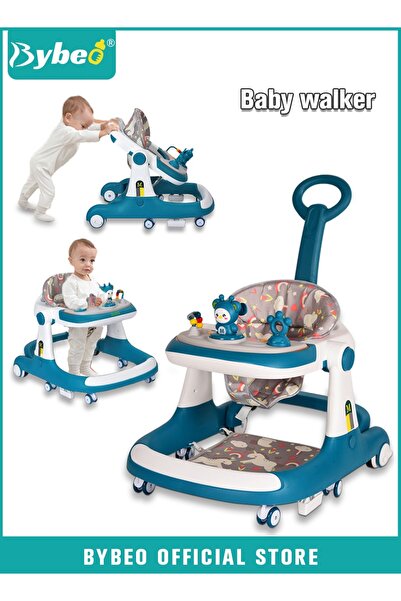 BYBEO مشاية أطفال 3 في 1 مع مقبض دفع للوالدين، ارتفاع قابل للتعديل، متعددة ال...