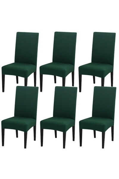 zola Set of 6 chair covers, Zola, 65 x 40 x 35 cm, elastic bands, universal, dark green