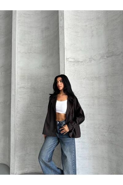 motix YENİ SEZON KOL VE OMUZ MANŞETLİ CROP TRENCH COAT