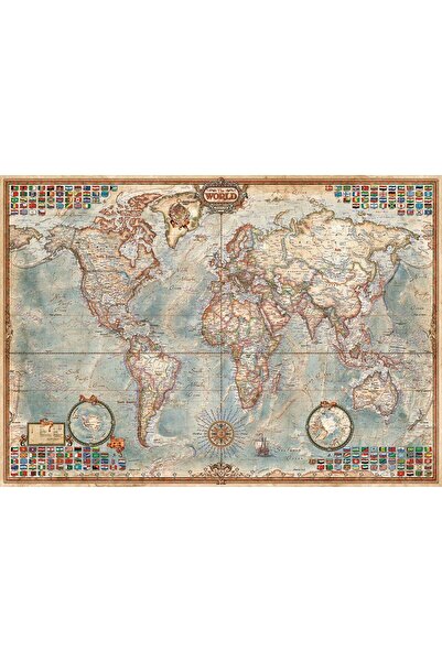 EDUCA Puzzle - The World, Political Map, 1500 pieces, includes puzzle glue