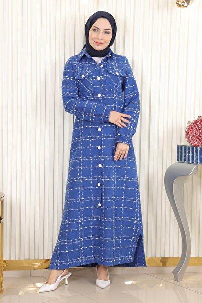 Missvalle Κουμπωτό κασμίρ παλτό Indigo 19260