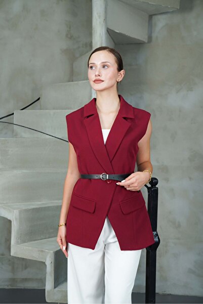 Gold Night Vestă blazer cu curea pentru femei