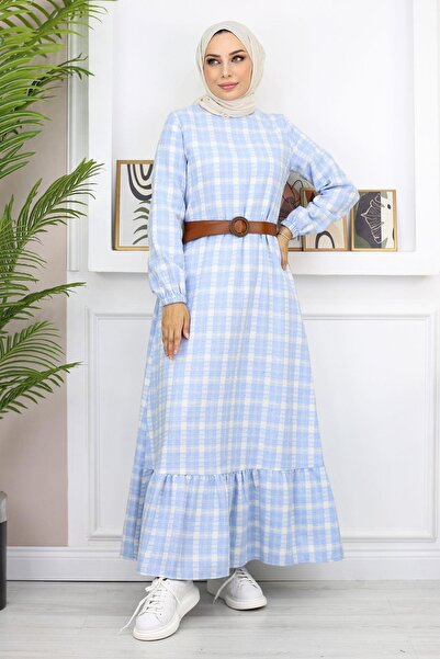 Missvalle Frilly Hijab Dress Blue 19165